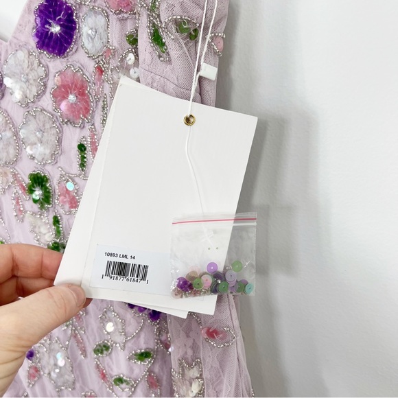 Mac Duggal Embellished Lace Sleeveless V-Neck Gown Lilac Multi 10893 - Picture 10 of 14